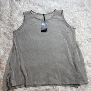 IC by Connie K Women's 1X Thin Knit Vest Gray Link Jersey Layering‎ Relaxed New!